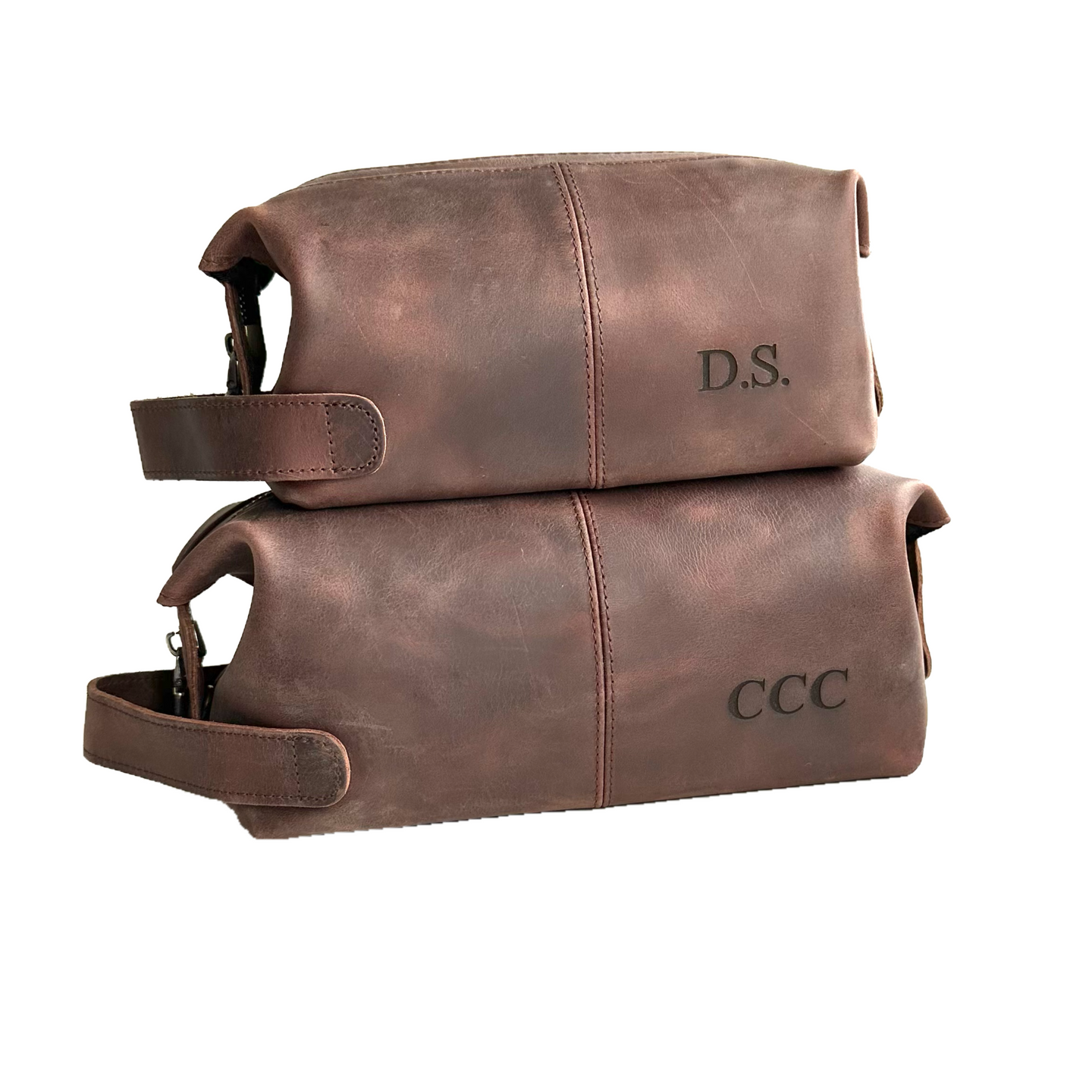 two sizes toiletry bags with initial custom