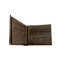 a personalized dark brown wallet inside