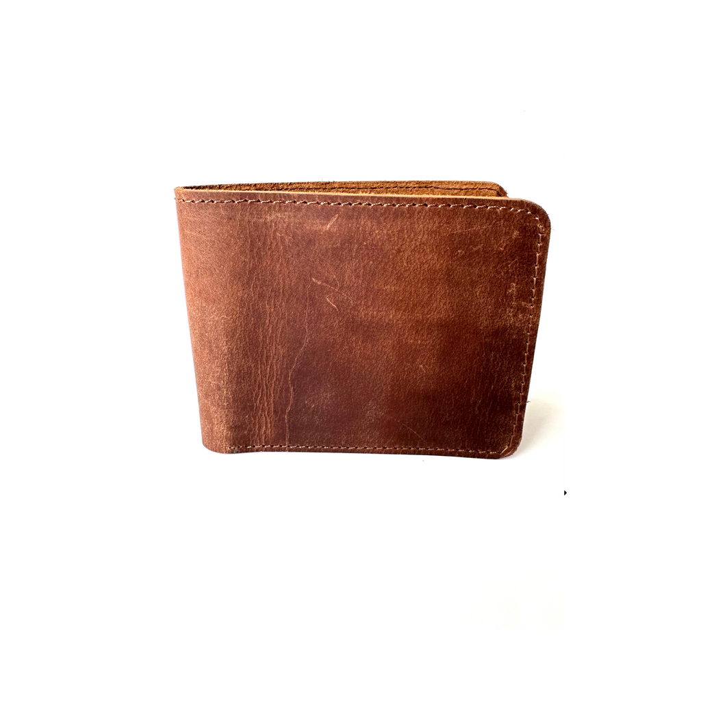 a distressed slim wallet front
