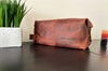 customized distressed full grain leather toiletry bag